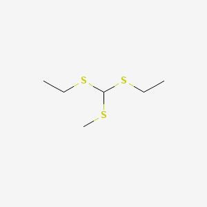 molecular formula C6H14S3 B13953982 1-([(Ethylsulfanyl)(methylsulfanyl)methyl]sulfanyl)ethane CAS No. 54724-98-0