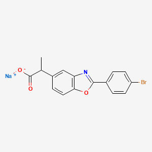 molecular formula C16H11BrNNaO3 B13954439 Sodium 2-(p-bromophenyl)-alpha-methyl-5-benzoxazoleacetate CAS No. 51234-39-0