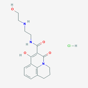 molecular formula C17H22ClN3O4 B1395446 1-Hydroxy-3-oxo-6,7-dihydro-3H,5H-pyrido[3,2,1-ij]quinoline-2-carboxylic acid [2-(2-hydroxy-ethylami CAS No. 1172854-96-4