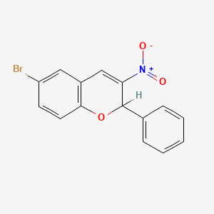 molecular formula C15H10BrNO3 B13954485 6-Bromo-3-nitro-2-phenyl-2H-1-benzopyran CAS No. 57543-86-9