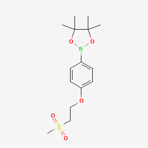 molecular formula C15H23BO5S B1395453 2-[4-(2-Methanesulfonylethoxy)phenyl]-4,4,5,5-tetramethyl-1,3,2-dioxaborolane CAS No. 1335234-28-0