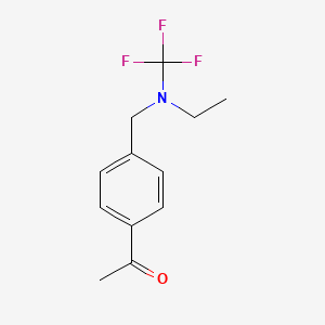 molecular formula C12H14F3NO B13954550 1-(4-((Ethyl(trifluoromethyl)amino)methyl)phenyl)ethanone 