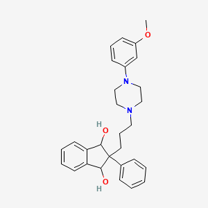 molecular formula C29H34N2O3 B13954572 1,3-Indandiol, 2-(3-(4-(m-methoxyphenyl)-1-piperazinyl)propyl)-2-phenyl- CAS No. 31805-04-6