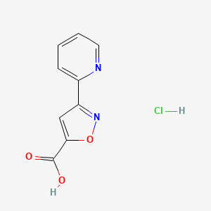 molecular formula C9H7ClN2O3 B1395458 3-(Pyridin-2-yl)-1,2-oxazole-5-carboxylic acid hydrochloride CAS No. 1354962-50-7