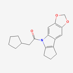 molecular formula C19H21NO3 B13954653 Cyclopenta(b)-1,3-dioxolo(4,5-f)indole, 5,6,7,8-tetrahydro-5-(cyclopentylacetyl)- CAS No. 50332-18-8