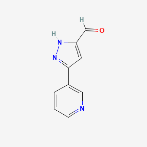 molecular formula C9H7N3O B1395466 5-(pyridin-3-yl)-1H-pyrazole-3-carbaldehyde CAS No. 1340597-72-9