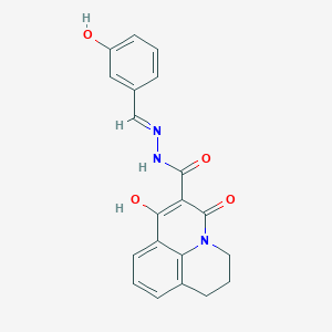 molecular formula C20H17N3O4 B1395476 7-hydroxy-N'-[(E)-(3-hydroxyphenyl)methylidene]-5-oxo-2,3-dihydro-1H,5H-pyrido[3,2,1-ij]quinoline-6-carbohydrazide CAS No. 477868-69-2