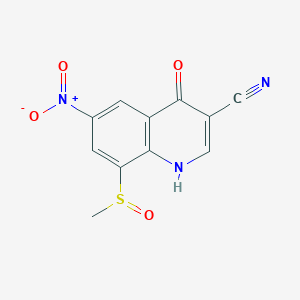 molecular formula C11H7N3O4S B13954817 3-Quinolinecarbonitrile, 1,4-dihydro-8-(methylsulfinyl)-6-nitro-4-oxo- 