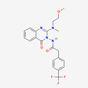 molecular formula C21H21F3N4O3 B13954965 N-{2-[(2-methoxyethyl)-methyl-amino]-4-oxo-4H-quinazolin-3-yl}-2-(4-trifluoromethylphenyl)acetamide 