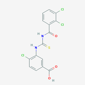 molecular formula C15H9Cl3N2O3S B13955051 4-Chloro-3-[(2,3-dichlorobenzoyl)carbamothioylamino]benzoic acid CAS No. 535944-78-6