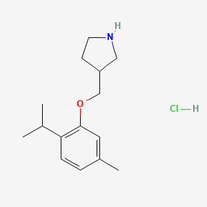 molecular formula C15H24ClNO B1395516 3-[(2-Isopropyl-5-methylphenoxy)methyl]-pyrrolidine hydrochloride CAS No. 1220019-31-7
