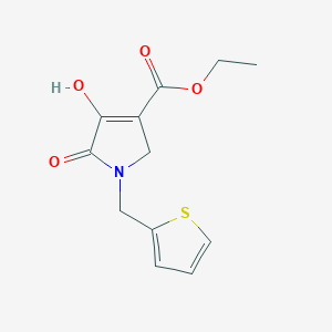 molecular formula C12H13NO4S B1395525 ethyl 4-hydroxy-5-oxo-1-(2-thienylmethyl)-2,5-dihydro-1H-pyrrole-3-carboxylate CAS No. 131436-78-7