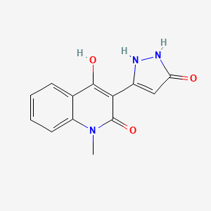 molecular formula C13H11N3O3 B1395530 4-hydroxy-1-methyl-3-(5-oxo-2,5-dihydro-1H-pyrazol-3-yl)-2(1H)-quinolinone CAS No. 166520-35-0