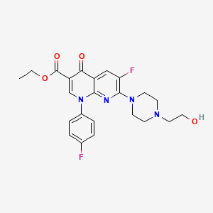 molecular formula C23H24F2N4O4 B13955368 Ethyl 6-fluoro-1-(4-fluorophenyl)-7-(4-(2-hydroxyethyl)piperazin-1-yl)-4-oxo-1,4-dihydro-1,8-naphthyridine-3-carboxylate CAS No. 100491-55-2