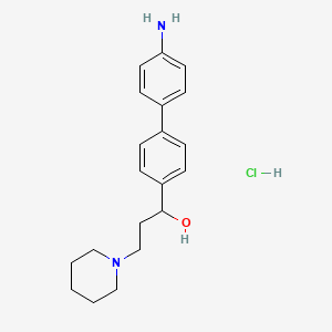 molecular formula C20H27ClN2O B13955450 alpha-(4'-Amino-4-biphenylyl)-1-piperidinepropanol hydrochloride CAS No. 50910-32-2