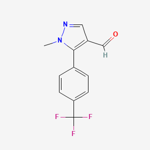 molecular formula C12H9F3N2O B1395563 1-Methyl-5-(4-(trifluoromethyl)phenyl)-1h-pyrazole-4-carbaldehyde CAS No. 689250-58-6