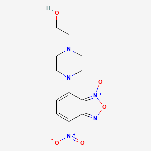 molecular formula C12H15N5O5 B13955647 Benzofurazan, 7-(4-(2-hydroxyethyl)-1-piperazinyl)-4-nitro-, 1-oxide CAS No. 61785-54-4