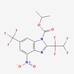molecular formula C14H10F7N3O4 B13955652 Propan-2-yl 4-nitro-2-(1,1,2,2-tetrafluoroethyl)-6-(trifluoromethyl)-1H-benzimidazole-1-carboxylate CAS No. 57322-65-3