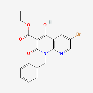 molecular formula C18H15BrN2O4 B1395566 Ethyl 1-benzyl-6-bromo-4-hydroxy-2-oxo-1,2-dihydro[1,8]naphthyridine-3-carboxylate CAS No. 1190198-34-5