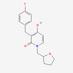 molecular formula C17H18FNO3 B1395575 3-(4-fluorobenzyl)-4-hydroxy-1-(tetrahydro-2-furanylmethyl)-2(1H)-pyridinone CAS No. 477846-10-9
