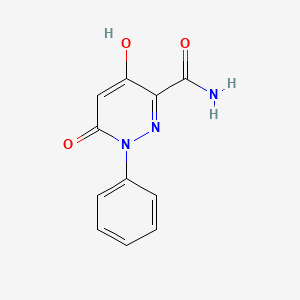molecular formula C11H9N3O3 B1395585 4-Hydroxy-6-oxo-1-phenyl-1,6-dihydro-3-pyridazinecarboxamide CAS No. 121583-00-4