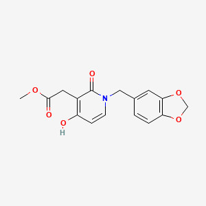 molecular formula C16H15NO6 B1395589 Methyl 2-[1-(1,3-benzodioxol-5-ylmethyl)-4-hydroxy-2-oxo-1,2-dihydro-3-pyridinyl]acetate CAS No. 477864-44-1
