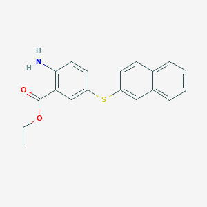 molecular formula C19H17NO2S B13955925 Ethyl 2-amino-5-[2-naphthylthio]benzoate CAS No. 52979-20-1