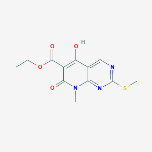 molecular formula C12H13N3O4S B1395597 Ethyl 5-hydroxy-8-methyl-2-(methylthio)-7-oxo-7,8-dihydropyrido[2,3-d]pyrimidine-6-carboxylate CAS No. 76360-81-1