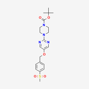 molecular formula C21H28N4O5S B13955986 Tert-butyl 4-(5-{[4-(methylsulfonyl)benzyl]oxy}pyrimidin-2-yl)piperazine-1-carboxylate 