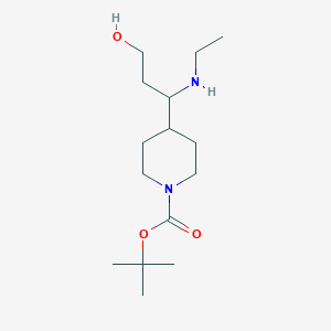 molecular formula C15H30N2O3 B13956006 tert-Butyl 4-(1-(ethylamino)-3-hydroxypropyl)piperidine-1-carboxylate 