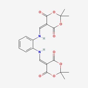 molecular formula C20H20N2O8 B13956027 1,2-Bis(2,2-dimethyl-4,6-dioxo-1,3-dioxan-5-ylidenemethyl)aminobenzene 
