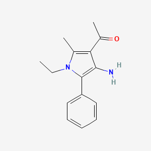 molecular formula C15H18N2O B13956044 Ethanone, 1-(4-amino-1-ethyl-2-methyl-5-phenyl-1H-pyrrol-3-YL)- CAS No. 56464-20-1