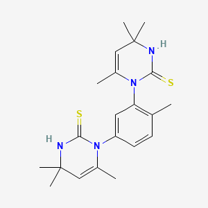 molecular formula C21H28N4S2 B13956061 4,6,6-trimethyl-3-[4-methyl-3-(4,6,6-trimethyl-2-sulfanylidene-1H-pyrimidin-3-yl)phenyl]-1H-pyrimidine-2-thione CAS No. 63690-23-3