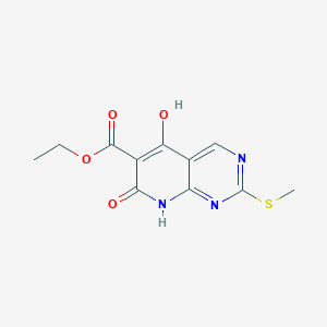 molecular formula C11H11N3O4S B1395607 Ethyl 5-hydroxy-2-(methylthio)-7-oxo-7,8-dihydropyrido[2,3-d]pyrimidine-6-carboxylate CAS No. 95898-54-7