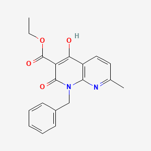 molecular formula C19H18N2O4 B1395611 Ethyl 1-benzyl-4-hydroxy-7-methyl-2-oxo-1,2-dihydro-1,8-naphthyridine-3-carboxylate CAS No. 76336-03-3