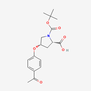 molecular formula C18H23NO6 B1395616 (2S,4S)-4-(4-Acetylphenoxy)-1-(tert-butoxy-carbonyl)-2-pyrrolidinecarboxylic acid CAS No. 1266111-75-4