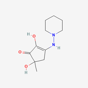 molecular formula C11H18N2O3 B13956165 2-Cyclopenten-1-one, 2,5-dihydroxy-5-methyl-3-piperidinoamino- CAS No. 63937-29-1