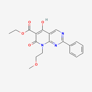 molecular formula C19H19N3O5 B1395618 Ethyl 5-hydroxy-8-(2-methoxyethyl)-7-oxo-2-phenyl-7,8-dihydropyrido[2,3-d]pyrimidine-6-carboxylate CAS No. 76360-60-6