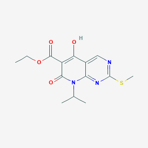 molecular formula C14H17N3O4S B1395620 Ethyl 5-hydroxy-8-isopropyl-2-(methylthio)-7-oxo-7,8-dihydropyrido[2,3-d]pyrimidine-6-carboxylate CAS No. 76360-86-6