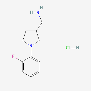 molecular formula C11H16ClFN2 B1395622 {[1-(2-Fluorophenyl)pyrrolidin-3-YL]methyl}amine hydrochloride CAS No. 479089-93-5