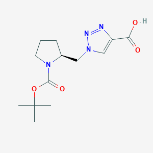 molecular formula C13H20N4O4 B1395627 1-{[(2S)-1-(tert-Butoxycarbonyl)pyrrolidinyl]methyl}-1H-1,2,3-triazole-4-carboxylic acid CAS No. 1269504-36-0