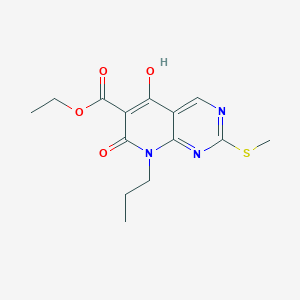 molecular formula C14H17N3O4S B1395630 Ethyl 5-hydroxy-2-(methylthio)-7-oxo-8-propyl-7,8-dihydropyrido[2,3-d]pyrimidine-6-carboxylate CAS No. 76360-85-5