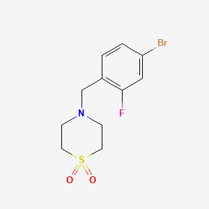 molecular formula C11H13BrFNO2S B1395632 Thiomorpholine, 4-[(4-bromo-2-fluorophenyl)methyl]-, 1,1-dioxide CAS No. 1092563-28-4