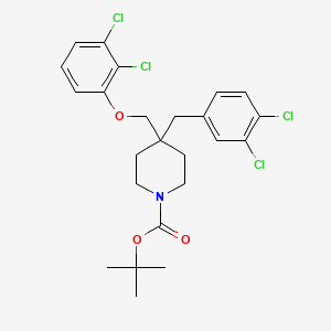 molecular formula C24H27Cl4NO3 B13956370 Tert-butyl 4-(3,4-dichlorobenzyl)-4-((2,3-dichlorophenoxy)methyl)piperidine-1-carboxylate 