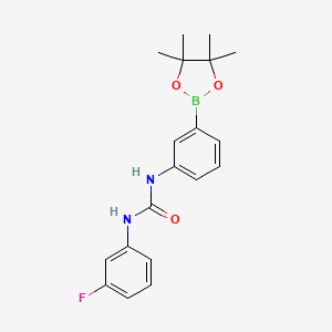 molecular formula C19H22BFN2O3 B1395642 1-(3-Fluorophenyl)-3-(3-(4,4,5,5-tetramethyl-1,3,2-dioxaborolan-2-yl)phenyl)urea CAS No. 874302-03-1