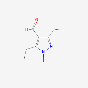 molecular formula C9H14N2O B1395647 3,5-diethyl-1-methyl-1H-pyrazole-4-carbaldehyde CAS No. 1353498-48-2