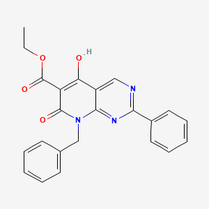 molecular formula C23H19N3O4 B1395652 Ethyl 8-benzyl-5-hydroxy-7-oxo-2-phenyl-7,8-dihydropyrido[2,3-d]pyrimidine-6-carboxylate CAS No. 76377-80-5
