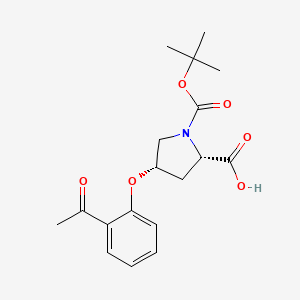 molecular formula C18H23NO6 B1395654 (2S,4S)-4-(2-Acetylphenoxy)-1-(tert-butoxy-carbonyl)-2-pyrrolidinecarboxylic acid CAS No. 1266111-72-1