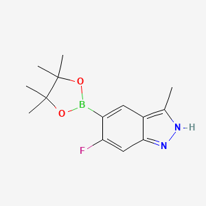 molecular formula C14H18BFN2O2 B1395680 6-Fluoro-3-methyl-5-(4,4,5,5-tetramethyl-1,3,2-dioxaborolan-2-YL)-1H-indazole CAS No. 864773-67-1