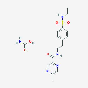 molecular formula C17H23N5O5S B13956887 carbamic acid;N-[2-[4-(ethylsulfamoyl)phenyl]ethyl]-5-methylpyrazine-2-carboxamide 